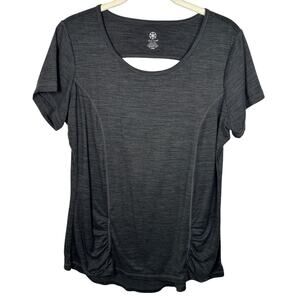 GAIAM Gray Round Neck Short Sleeve Athletic Shirt Women's Large